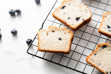 Blueberry muffin loaf bread cake sliced .