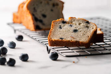 Blueberry muffin loaf bread cake sliced .