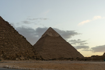 Fototapeta na wymiar The Pyramid of Khafre behind the Pyramid of Cheops
