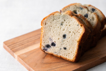 Blueberry muffin loaf bread cake sliced .
