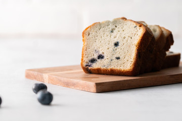 Blueberry muffin loaf bread cake sliced .