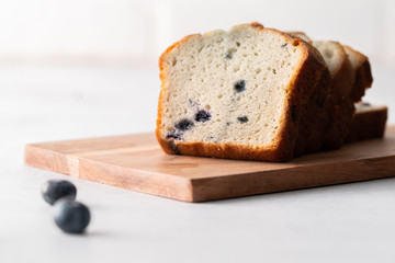 Blueberry muffin loaf bread cake sliced .