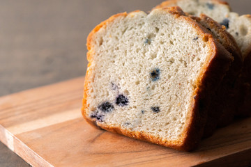 Blueberry muffin loaf bread cake sliced .