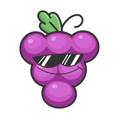 happy cheerful sunglasses grape cartoon character icon