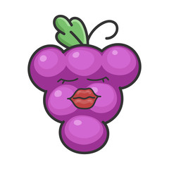 happy cheerful female grape cartoon character icon