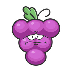 Sad grape cartoon character icon
