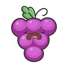 Sad grape cartoon character icon