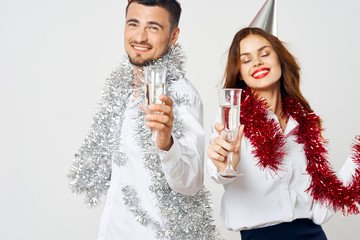 happy couple celebrating christmas