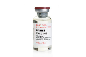 Rabies Vaccine Vial On White