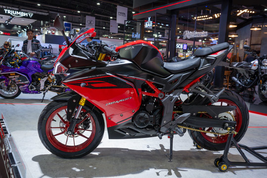 Bangkok, Thailand - March 26, 2019 : GPX Demon Special 150GR motorcycle on display in 40th Bangkok International Motor Show 2019 at Impact Exhibition hall Muangthong Thani Nonthaburi Thailand
