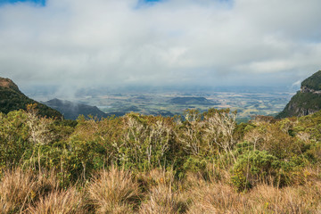 Large deep valley viewed from a cliff