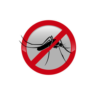 the mosquitoes stop sign - vector image of funny of a mosquito in a red crossed out circle
