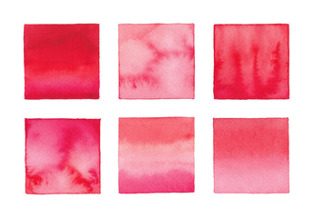 Red textured hand-painted watercolor square set