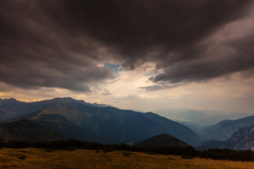Summer scenery in the Transylvanian Alps, with gorgeous storm clouds
