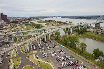 Memphis Mississippi river front landscape, State of Tennessee