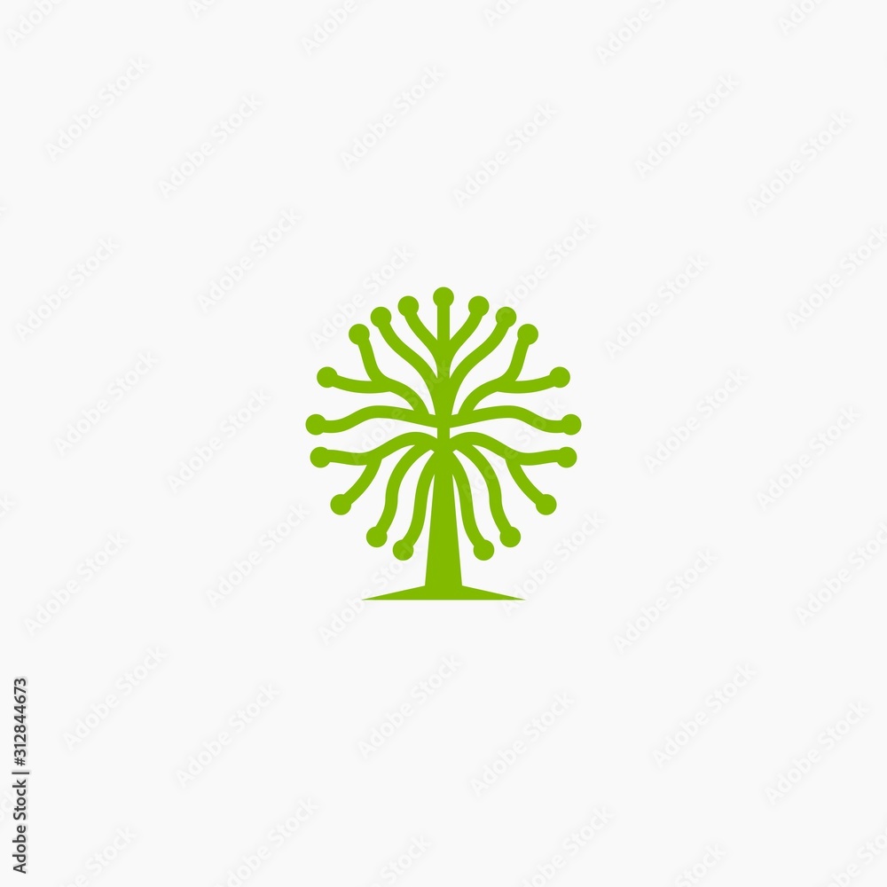 Sticker tree leaf logo premium