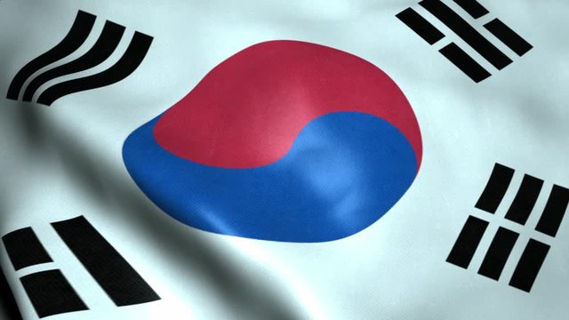 Realistic isolated South Korea Flag background for decoration and covering. Concept of Happy Independence Day. Seamless loop