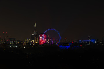 London city night sky view