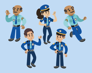 vector of police officers and cartoon