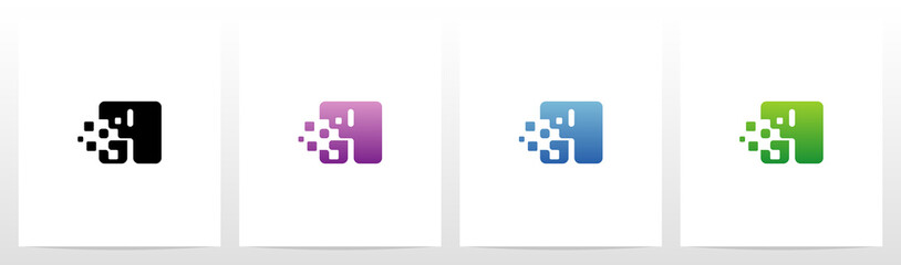 Rounded Edge Pixel Eroded Letter Logo Design A