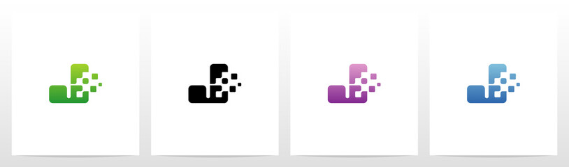 Rounded Edge Pixel Eroded Letter Logo Design J