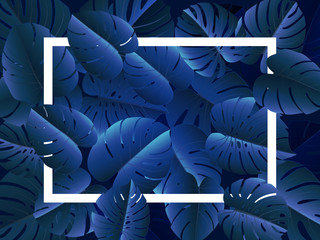 Tropical monstera laeves classic blue pantone