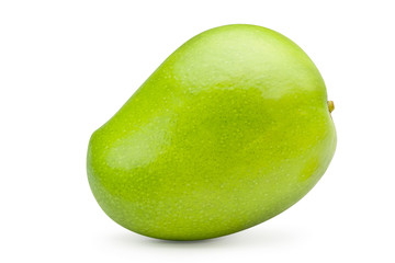 Fresh green mango on white background with clipping path.