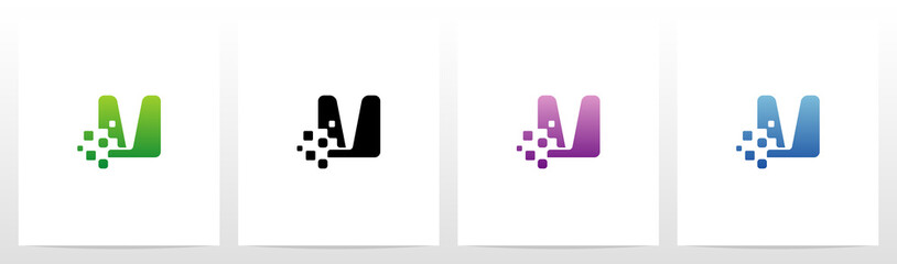 Rounded Edge Pixel Eroded Letter Logo Design V