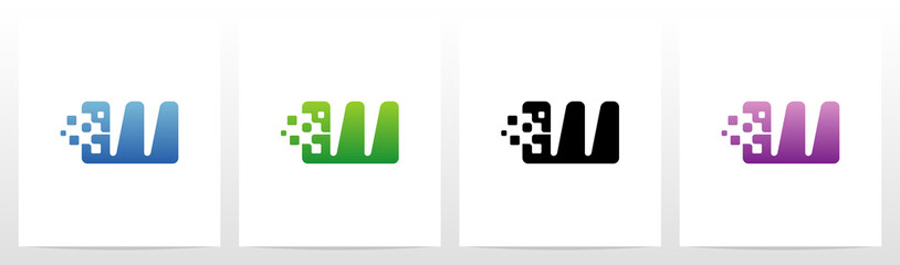 Rounded Edge Pixel Eroded Letter Logo Design W