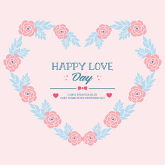 Leaf and flower seamless Design frame, for unique and elegant happy love day greeting card design. Vector