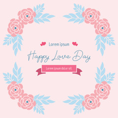 Beautiful ornate leaf and floral Romantic frame, for happy love day invitation card design. Vector