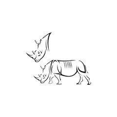 rhino black and white logo