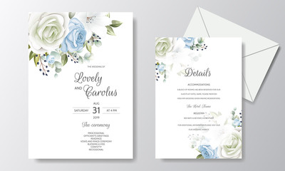 Fototapeta na wymiar Elegant wedding invitation card template set with floral decoration