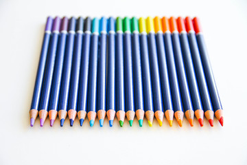 Color pencils on a white background