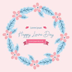 Elegant Frame with leaf and beautiful wreath, for romantic happy love day invitation card design. Vector