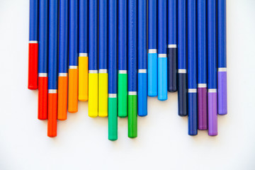 Color pencils on a white background