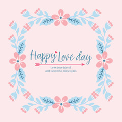 Elegant Frame with leaf and beautiful wreath, for romantic happy love day invitation card design. Vector