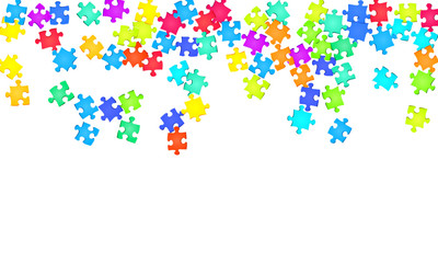 Fototapeta premium Game enigma jigsaw puzzle rainbow colors parts 