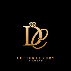 Initial Letter Luxury DC with diamond. Diamond Icon in Flat Style Logo.