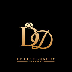 Initial Letter Luxury DD with diamond. Diamond Icon in Flat Style Logo.