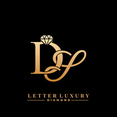 Initial Letter Luxury DS with diamond. Diamond Icon in Flat Style Logo.