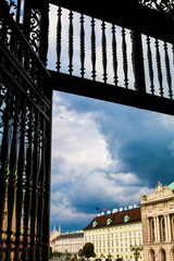 View from a wrought iron gate in Vienna Austria