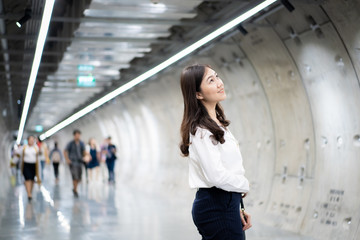 Beautiful Asian woman in smart casual concept in convenience mall