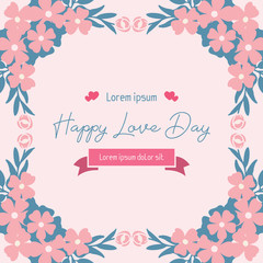 Romantic Decorative for happy love day greeting card, with elegant peach wreath frame. Vector