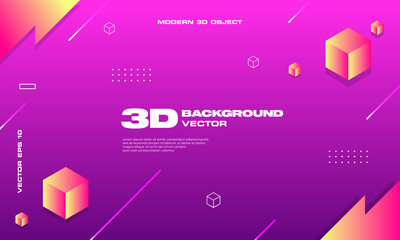 3D modern geometric background with gradient style and fresh color theme. Editable to any media such as banner , poster , backdrop and more. Vector illustration EPS 10