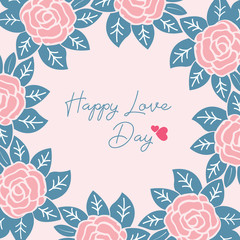 Beautiful wreath frame, for romantic happy love day greeting card template design. Vector