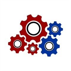 5 colorful gear vector illustration and icon