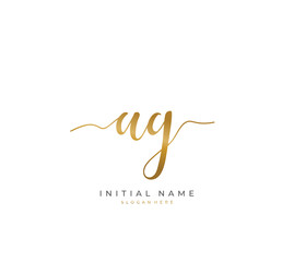 Handwritten letter A G AG for identity and logo. Vector logo template with handwriting and signature style.