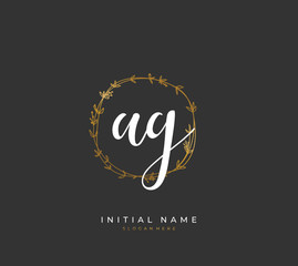 Handwritten letter A G AG for identity and logo. Vector logo template with handwriting and signature style.