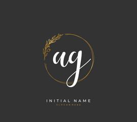 Handwritten letter A G AG for identity and logo. Vector logo template with handwriting and signature style.